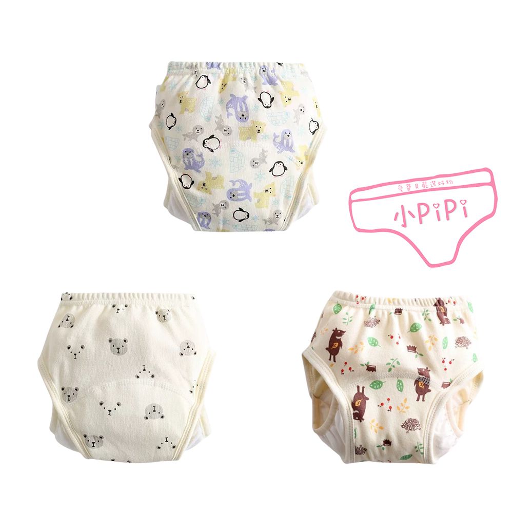 純棉兒童八層防側漏學習褲/訓練褲3入組-小熊&企鵝