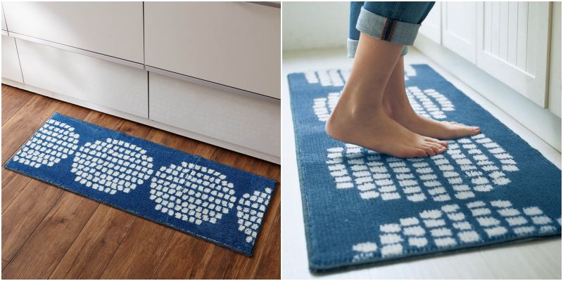 日本千趣會 - mini labo 去泥污腳踏墊-法蘭西花朵-藍綠