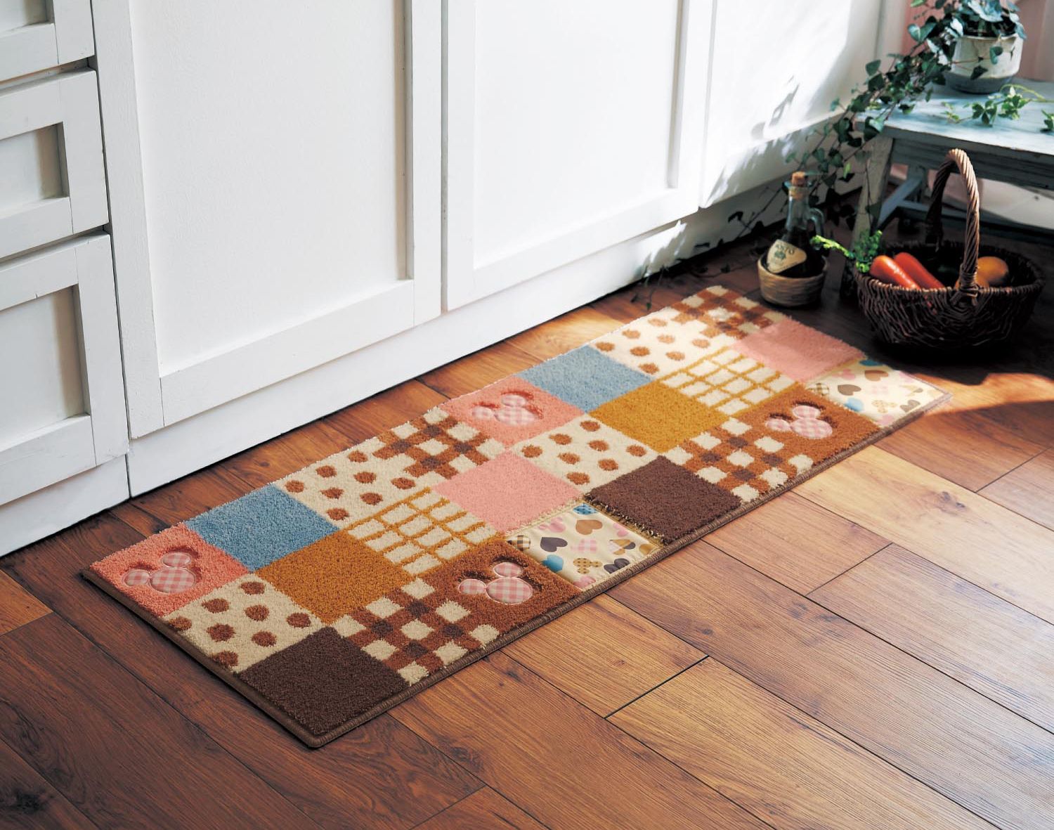 日本千趣會 - mini labo 去泥污腳踏墊-法蘭西花朵-藍綠