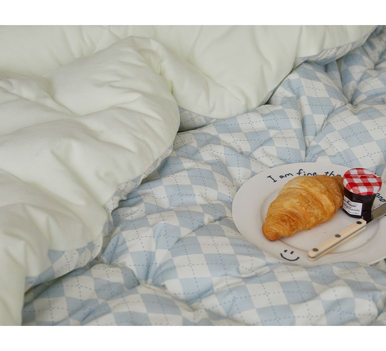 韓國 Maatila - 可水洗M2全方位抗菌防蟎棉被(冬被)-米藍菱形紋