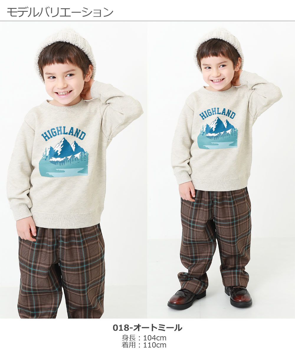 日本 devirock - 純棉裏起毛 定番百搭印花長T-雪山高地-水藍