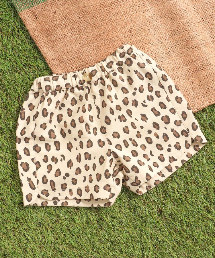 日本 apres les cours - 滿版印花夏天短褲(4分丈)-小花-水藍