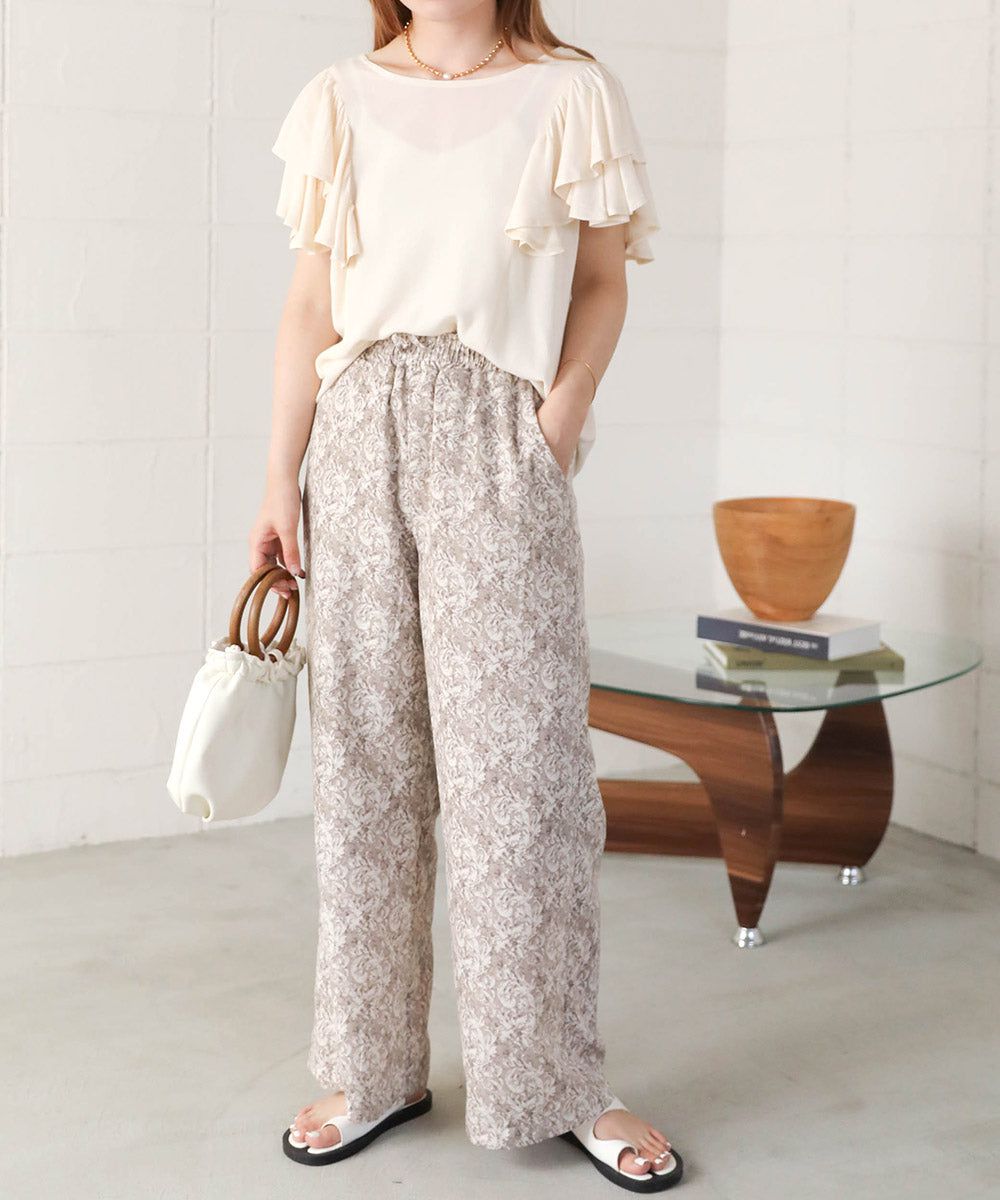 日本 Bab - 後綁帶浪漫荷葉袖上衣-淺綠