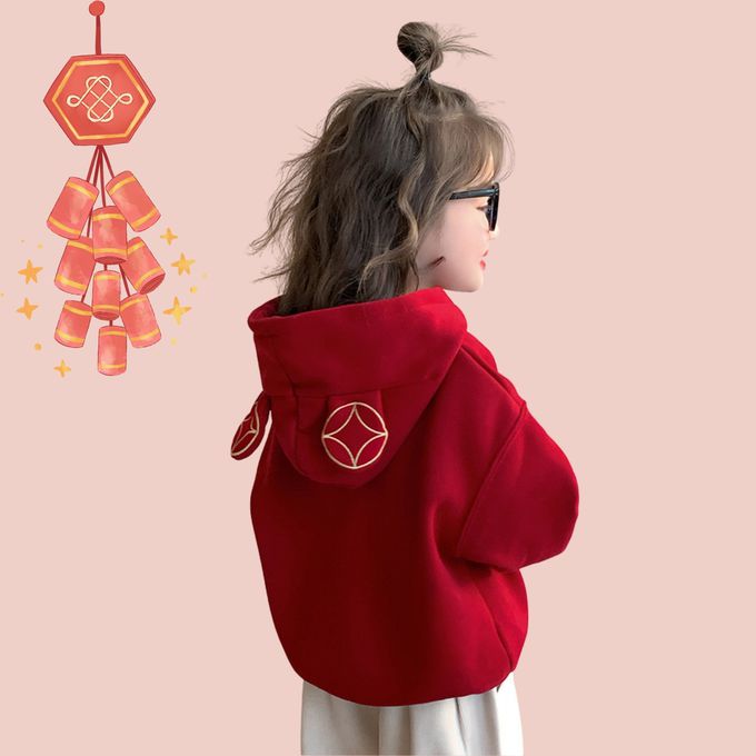 過年拜年喜氣發財口袋連帽衛衣