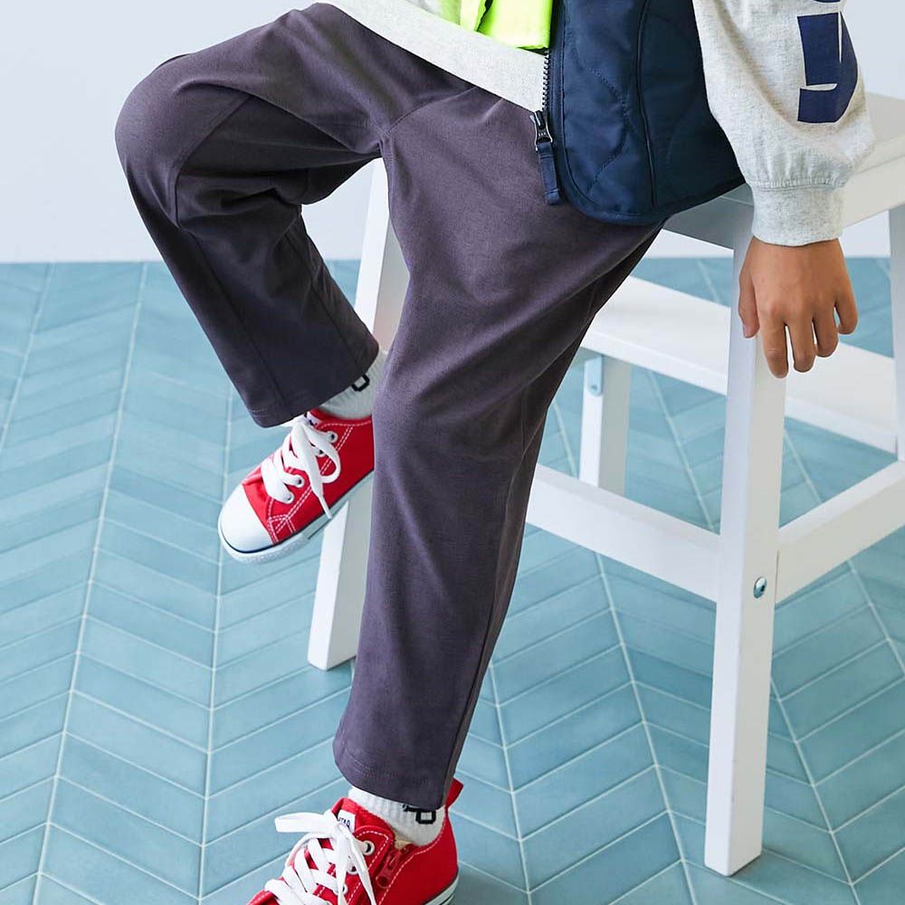 速乾抗毛球不易皺錐形長褲-深紫灰