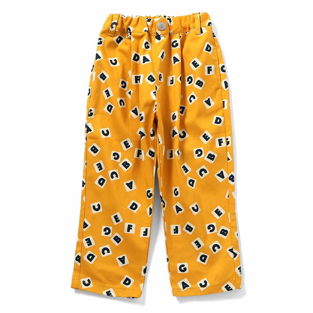 100%棉 百搭繽紛廚師褲-英文字母-橘黃