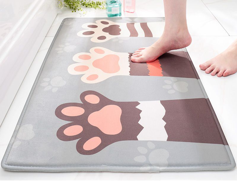 柔軟短絨海綿腳踏墊-萌貓掌