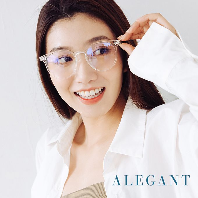 ALEGANT - 現代感澄雅透視圓框輕量TR90光學框UV400濾藍光眼鏡