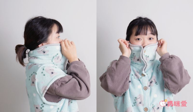 日本 AUBE - 毛茸茸保暖高領家居外套(親子通用款)-無尾熊-淺粉