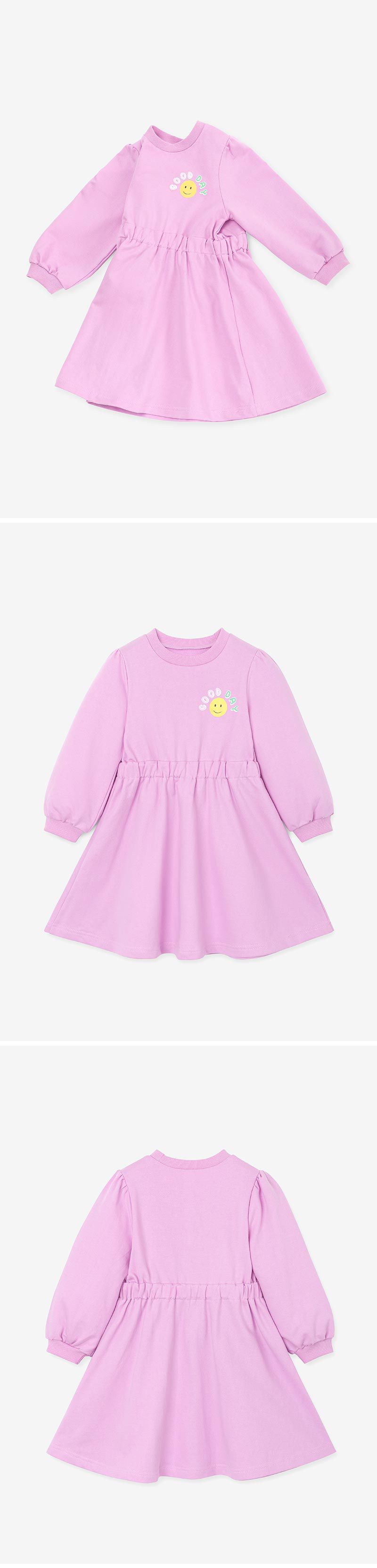 韓國 OZKIZ - 好日子笑臉長袖縮腰洋裝