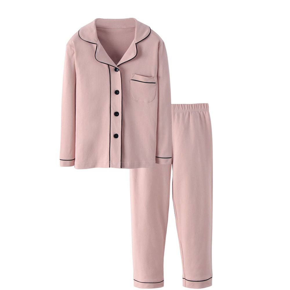 MAMDADKIDS - 純棉排扣睡衣套裝-粉色