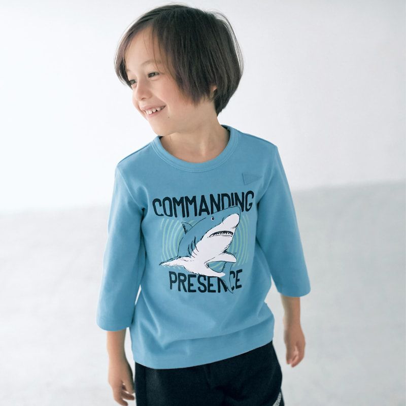 日本千趣會 - GITA 純棉七分袖T-迷彩星星-杏深灰