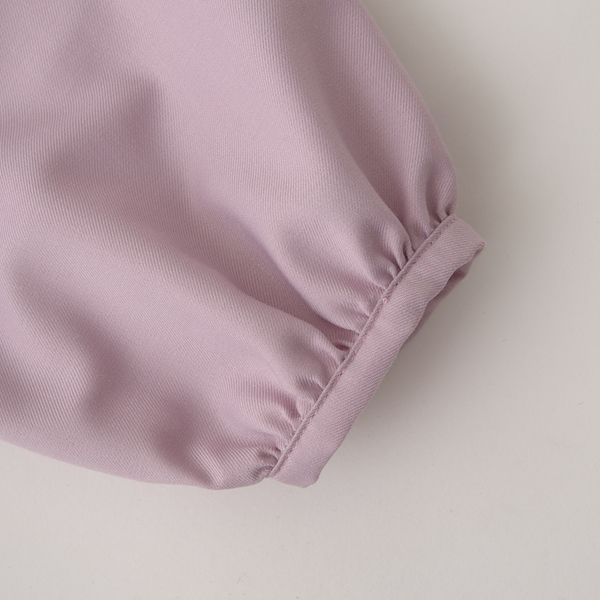 日本 Lycee mine - 薄紗領光澤面料長袖洋裝-粉紅