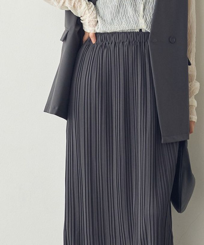 日本 Sans Souci 34+ - 細摺搖曳優雅長裙(全腰鬆緊)-咖啡 (M)