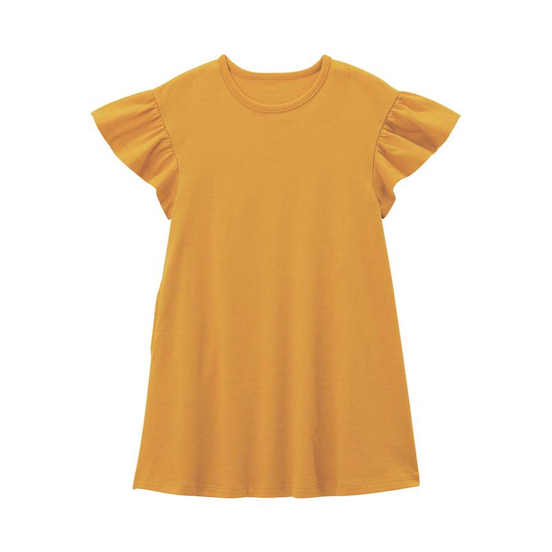 日本千趣會 - 可愛修身廓形荷葉袖洋裝-薰衣草