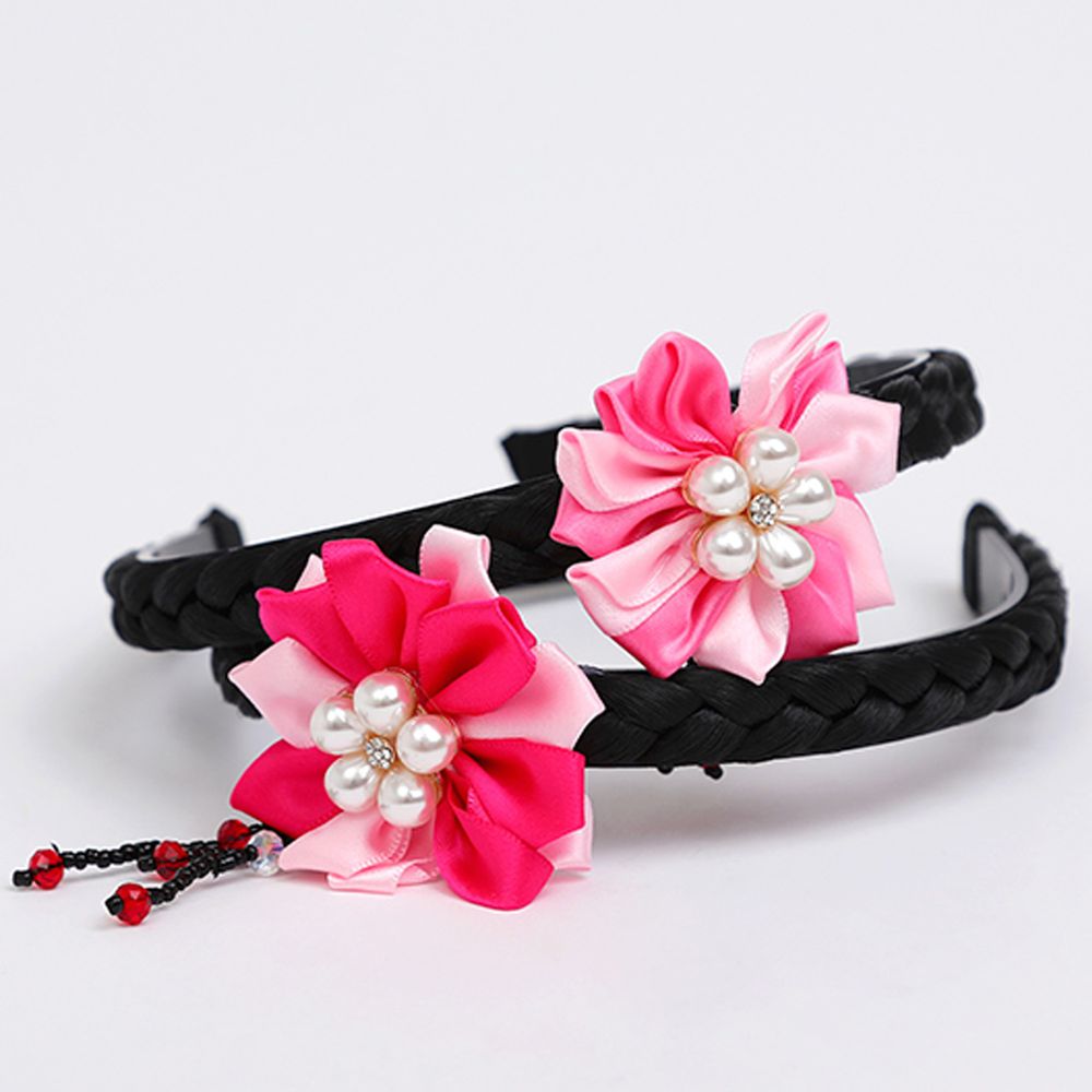 韓國 OZKIZ - 韓服花朵髮箍-珍珠紅花