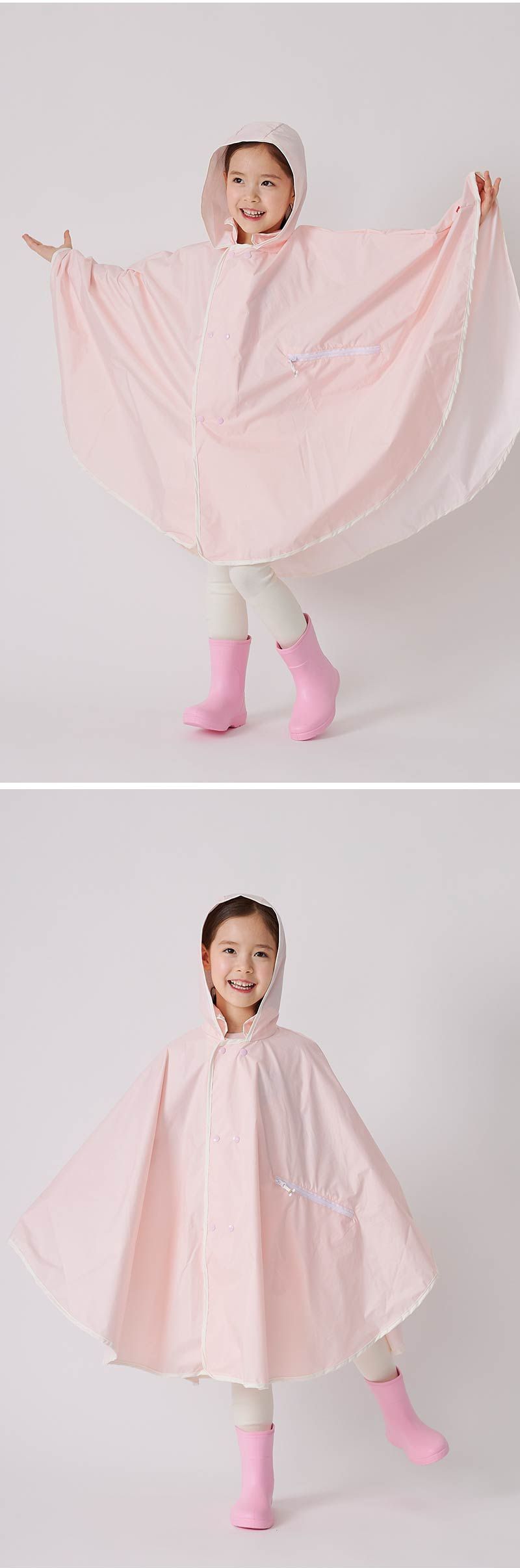韓國 OZKIZ - 馬卡龍色兒童防風斗篷雨衣(可收納)-湖水綠