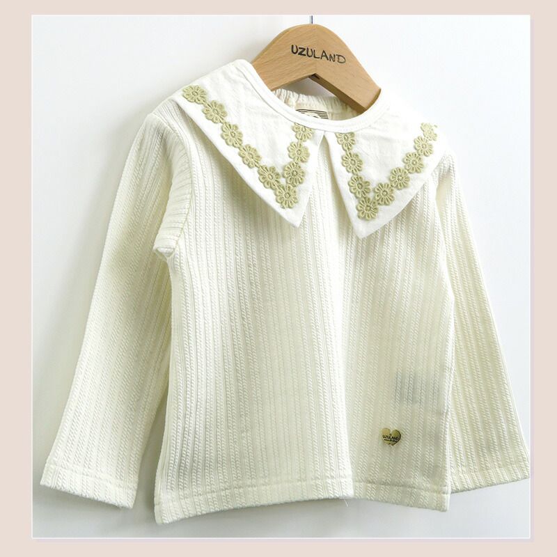 日本 ZOOLAND - 古典水手領緹花長袖上衣-象牙