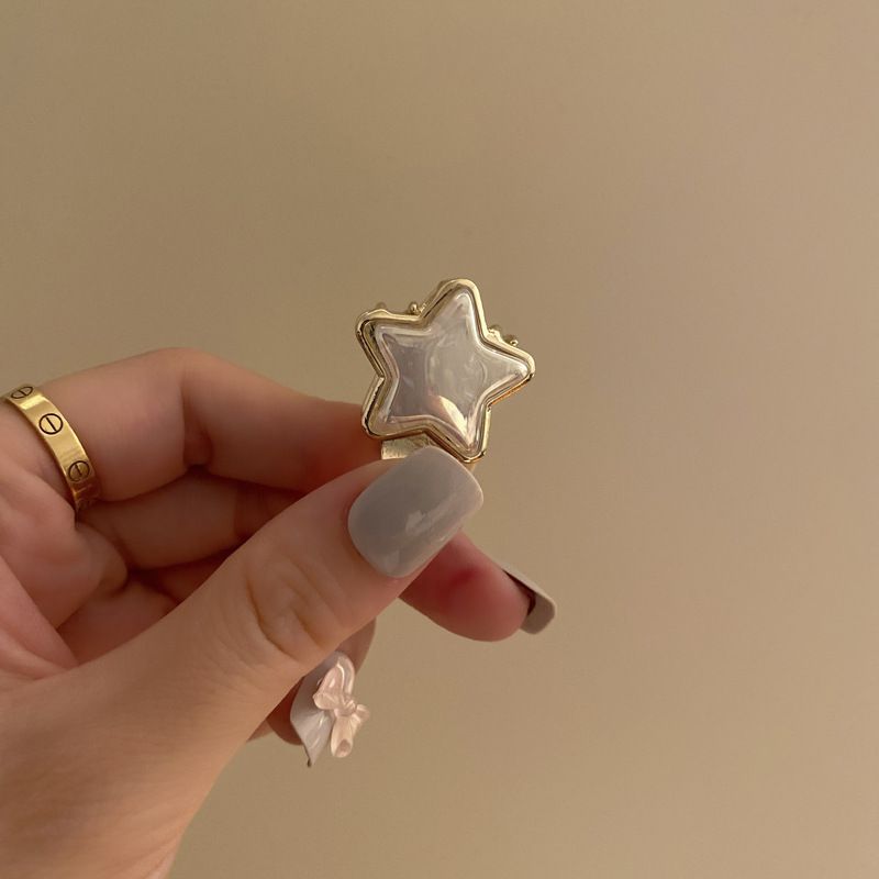 氣質珍珠小爪夾-圓形-白+金