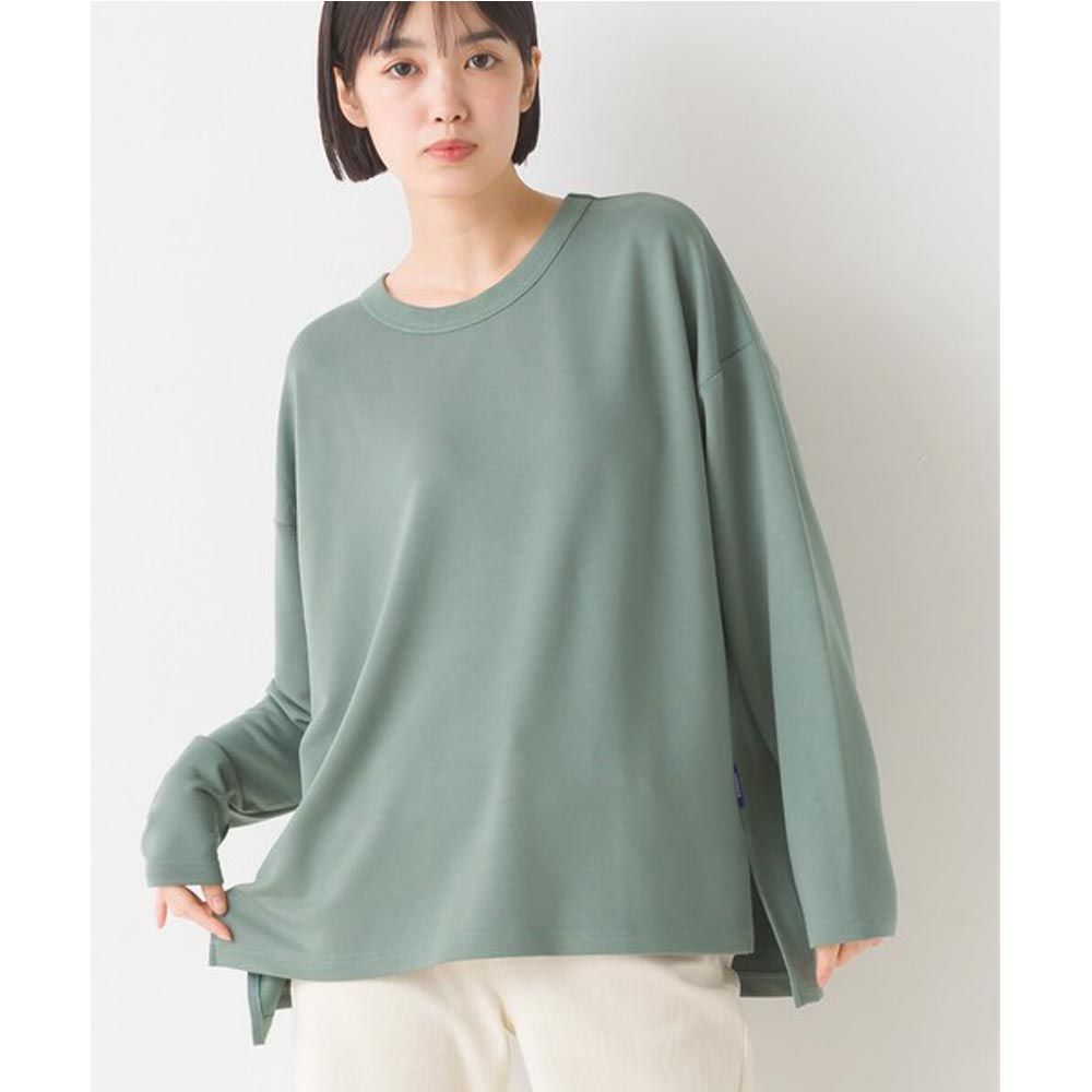 日本 OMNES - ＋3℃蓄熱彈性薄長袖上衣-淺綠