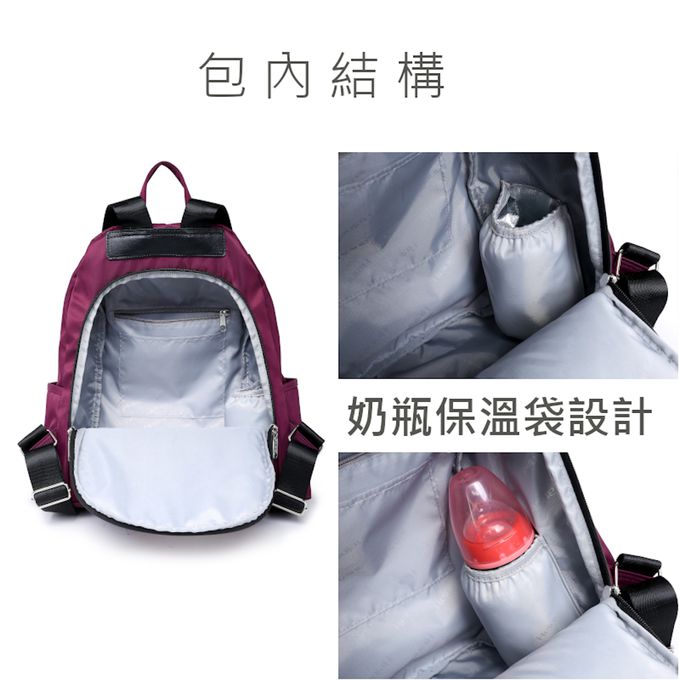 Heine 海恩 - WIN-188 流行女包 媽媽包 尼龍後背包 防潑水後背包 時尚媽咪包-紫色