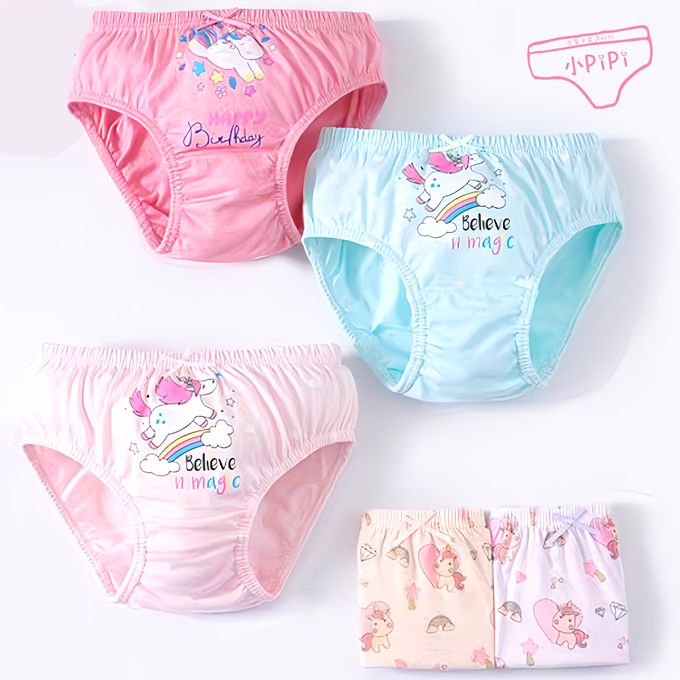 小 pipi - 純棉兒童三角內褲5件組_女童-彩虹馬之夢