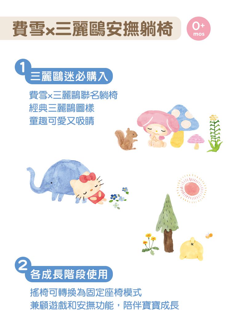 美國Fisher-Price 費雪 - Sanrio嬰兒幼童安撫搖椅(限量版) (61.26*13.34*33.02cm)