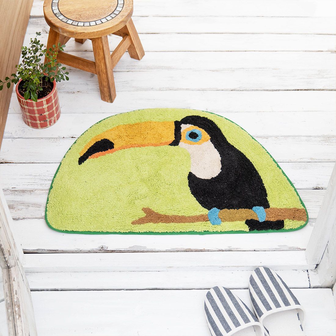 日本 TOMO - 動物系 短絨吸水腳踏墊/地墊-小文鳥 (約65×42cm)