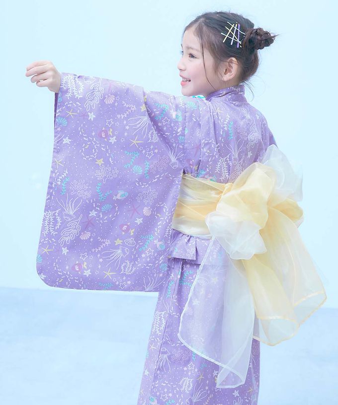 日本 devirock - 純棉 2way穿搭華麗浴衣洋裝(4件組)-可愛雛菊-水藍白