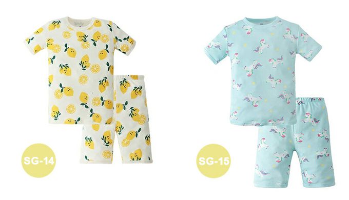 日本 Ho-ho kids - 100%棉 舒適短袖睡衣/家居服-鯊魚-深藍