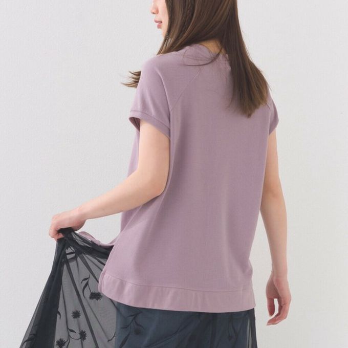 日本 OMNES - 接觸冷感 側開叉休閒短袖上衣-淺黃