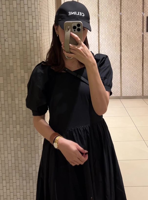 日本 GRL - 休閒百搭方領泡泡袖洋裝-黑