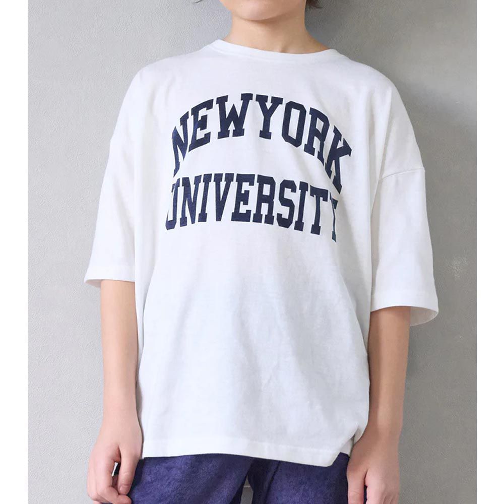 日本 COCA - [小孩]英文標語寬鬆短袖上衣-New York-白