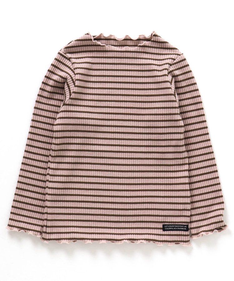 日本 BREEZE - 羅紋捲邊百搭薄長袖上衣-墨綠條紋