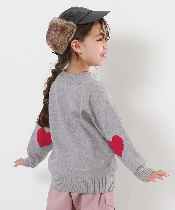 日本 devirock - [可機洗]手肘愛心柔軟針織上衣-水藍