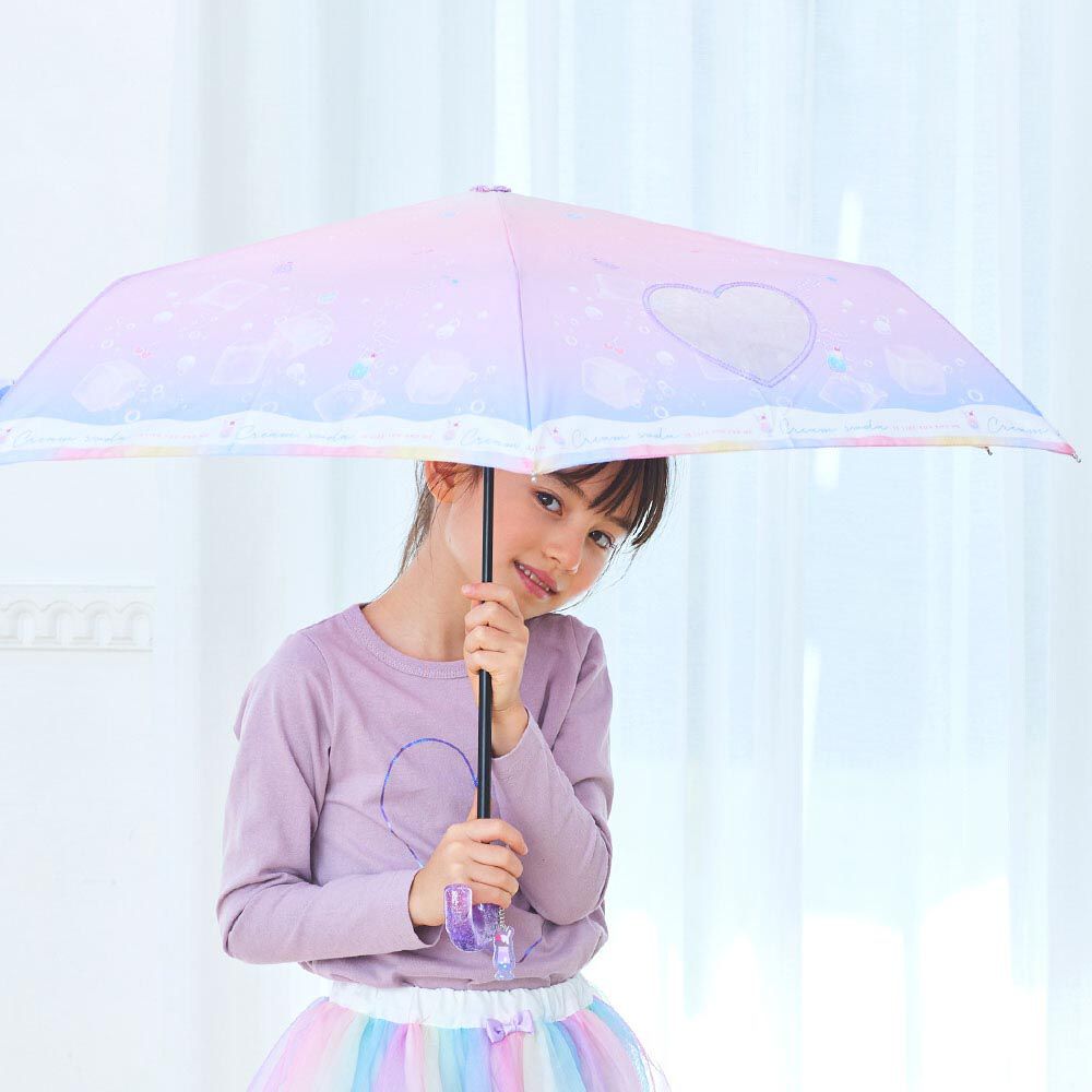 日本中谷 - 輕量透明窗兒童雨傘/折疊傘-冰淇淋蘇打-粉紫 (50cm(身高115-125cm))