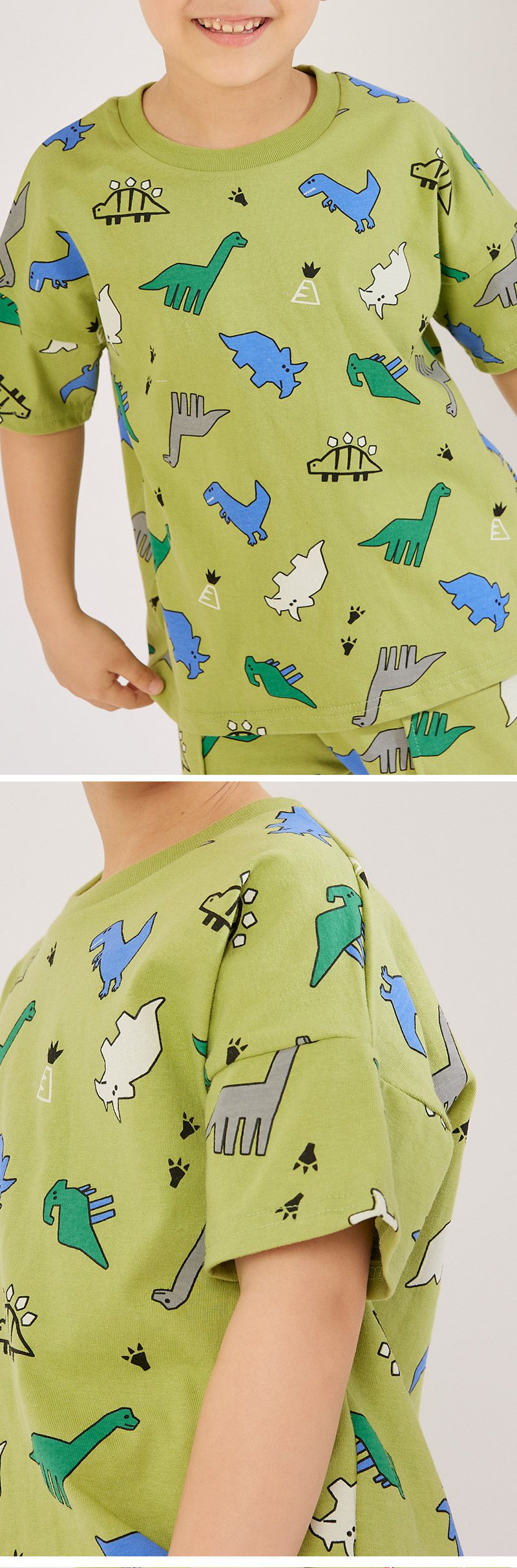 韓國 OZKIZ - 侏羅紀恐龍短袖上衣-綠