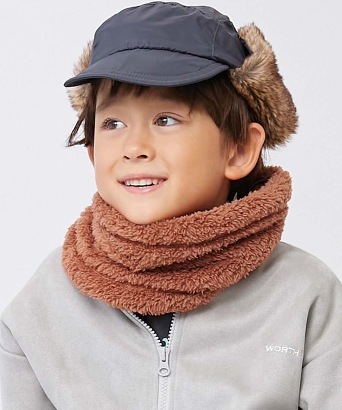 日本 devirock - 柔軟毛茸茸保暖圍脖(可調頸圍)-磚橘 (FREE)