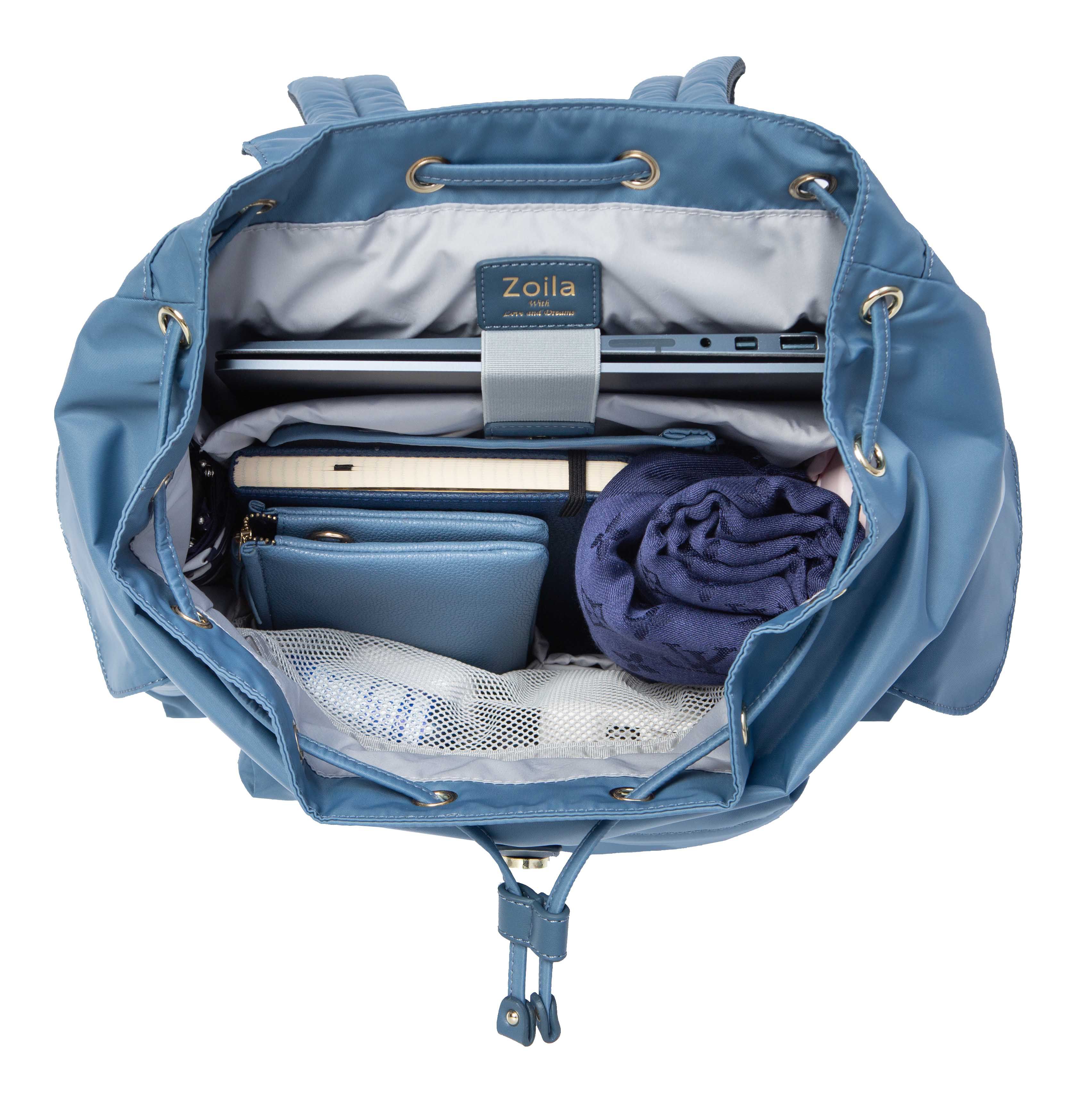 Zoila - 風格束口後背包-寧靜藍(大)-輕量美型媽媽包