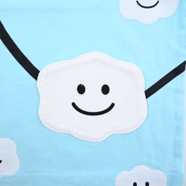 日本 Baby Room - 笑臉雲朵包包短袖上衣-粉紫