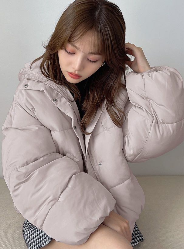 日本 GRL - 保暖科技羽絨連帽外套-淺灰杏 (F)