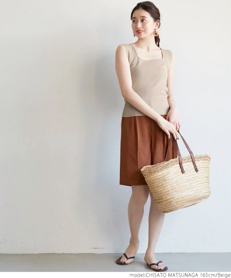 日本 COCA - 前後2way羅紋針織無袖上衣-黑