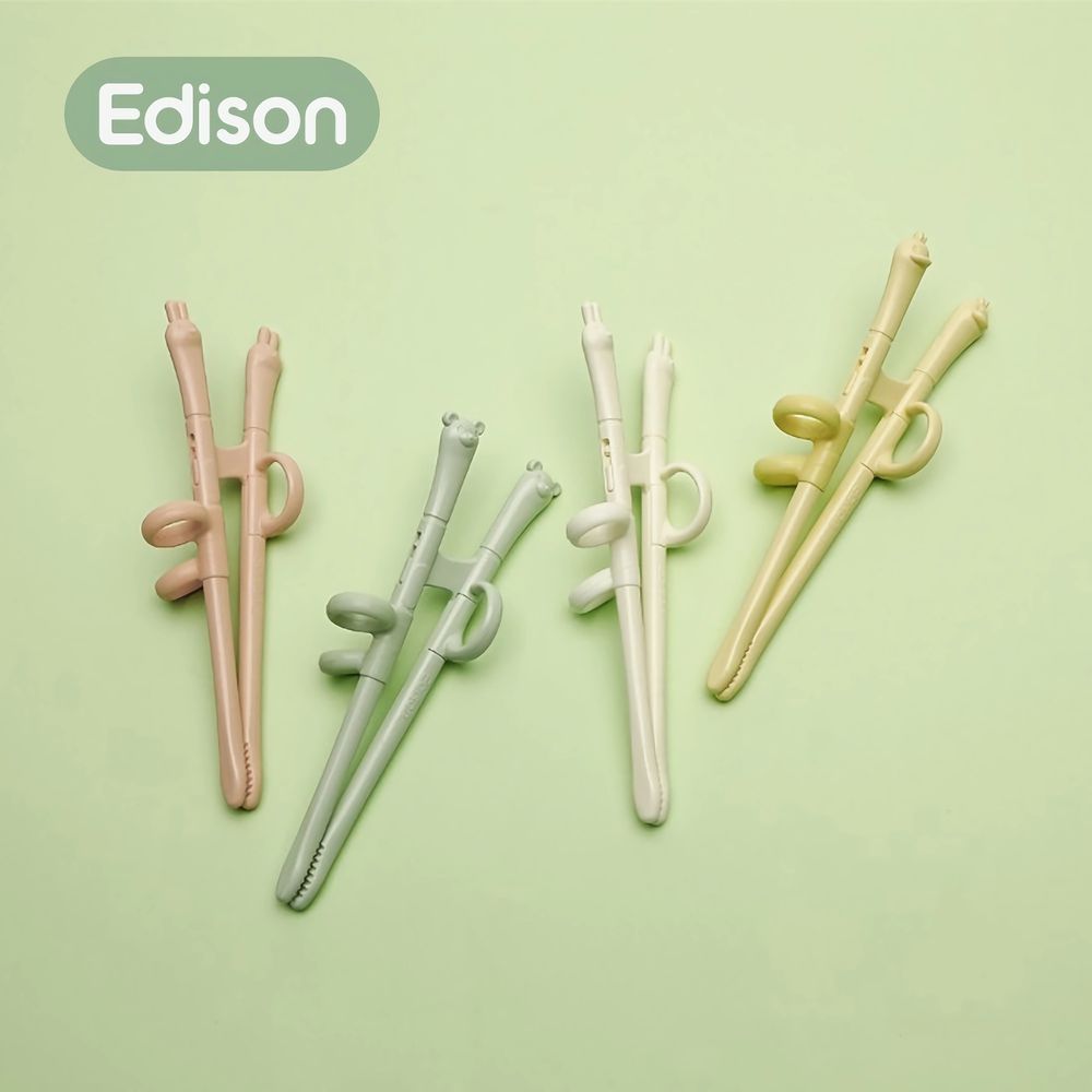 EDISON 愛迪生 - 幼兒專用迷你矯正學習筷 兒童學習筷 筷子 18M-小兔-粉色 / 米色