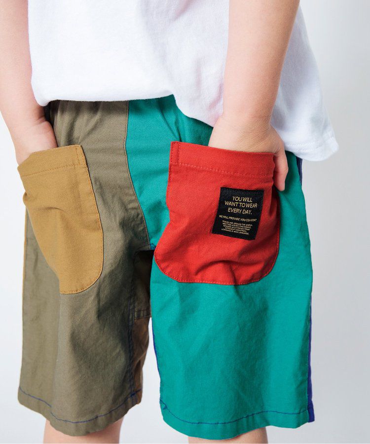 日本 BREEZE - 彩色標籤腰束口休閒短褲-軍綠