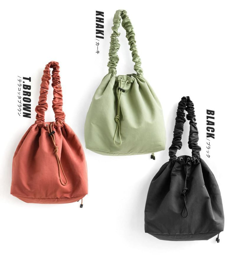 日本 zootie - [撥水加工] 可愛抽繩泡泡大容量肩背包-磚紅橘