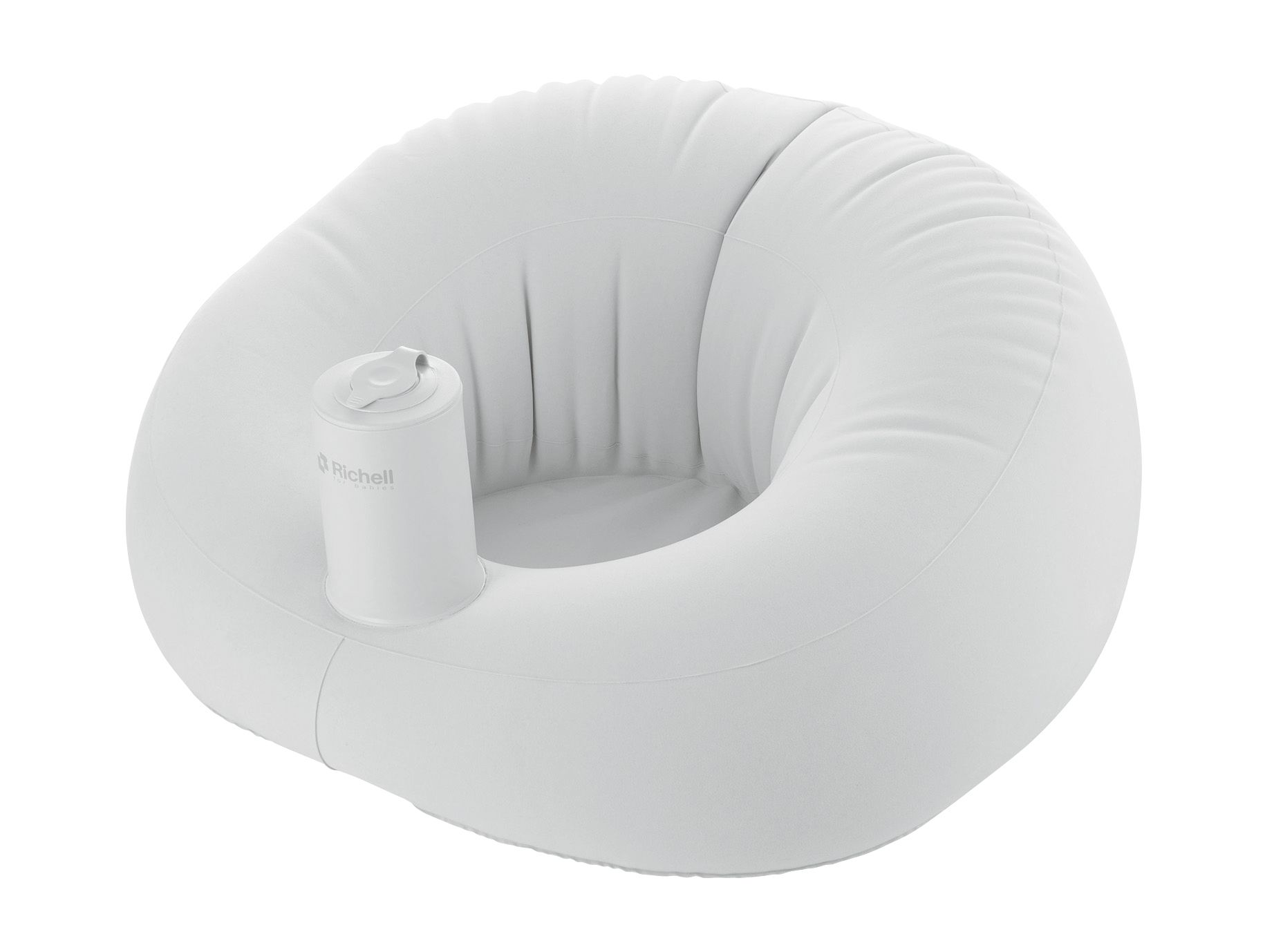 日本 Richell 利其爾 - 絨毛泵浦充氣椅-充氣絨布面-灰-適用7m~2y