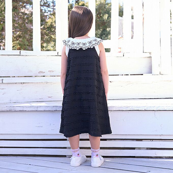 日本 Lycee mine - 度假感層次蕾絲吊帶洋裝-粉橘