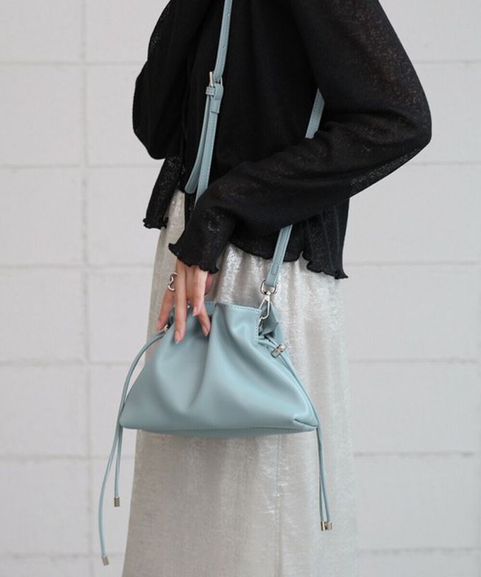 日本 Bab - 輕巧抽繩可愛感側背小包-淺藍