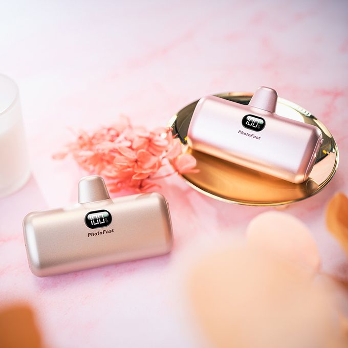PhotoFast - PD快充版 5000mAh 直插式 口袋電源 行動電源 Lighting Power-金屬限定款 (蘋果 / 安卓)-玫瑰金