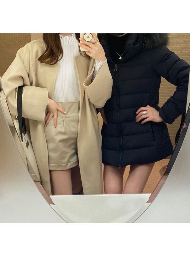 日本 GRL - 百搭木耳領羅紋長袖上衣-白